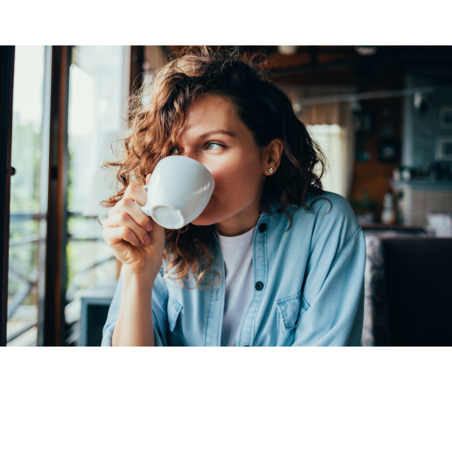 Woman drinking coffee